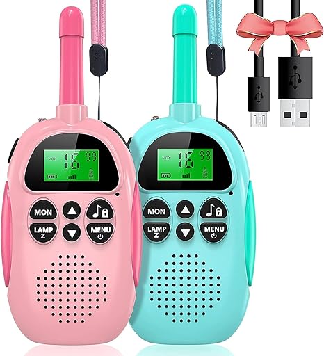 Walkie Talkie for Kids USHINING Rechargeable Kids Walkie Talkies 2 Pack Walkie Talkies for Boys Girls 22 Channel 2 Way Radio Walkie Talkies 3kms with Flashlight for Hiking,Christmas Birthday Gifts