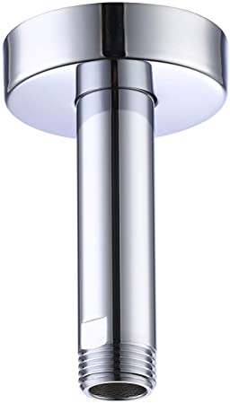 Miyili 3-Inch Ceiling Mounted Shower Arm (BRASS) with Stainless Steel Flange, Chrome, Y201C8