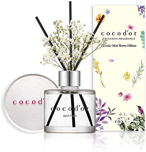 Cocod'or Mini Flower Home & Car Diffuser/April Fresh/1.6oz/Fragrance Decor for Cars Cubicles and Small Rooms/Diffuser Oil Sticks Gift Set