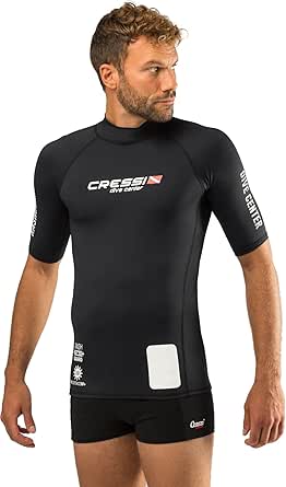 Cressi Rash Guard Man Black Dive Center T-Shirt de Protection pour Hommes à Manches Courtes Homme