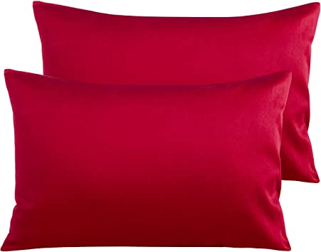 NTBAY 500 Thread Count Cotton Queen Pillowcase, Super Soft and Breathable Envelope Closure Pillow Case, 20 x 30 Inches, Red