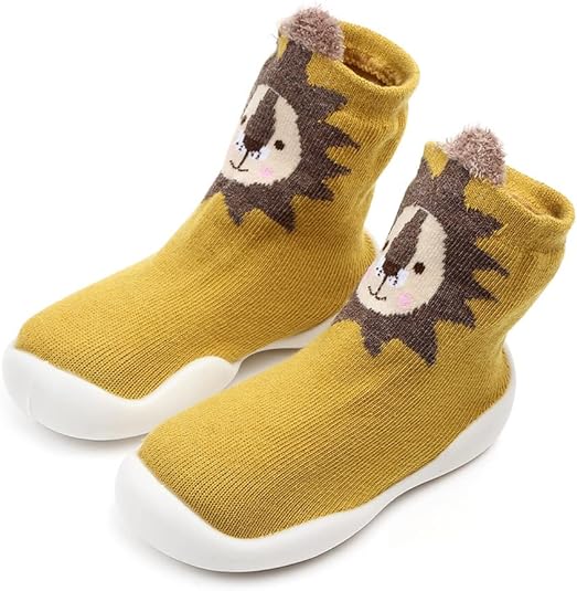 HOWELL Baby Boys Girls Non-Skid Rubber Sole Indoor Floor Slipper Infant Toddler Cute Cartoon Animal Design Outdoor Breathable Cotton Sock Shoes