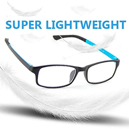 Cyxus Blue Light Blocking Glasses for Computer Use, Anti Eyestrain Lens TR90 Frame Eyeglasses, Black, Men/Women (8327T60，Blue)