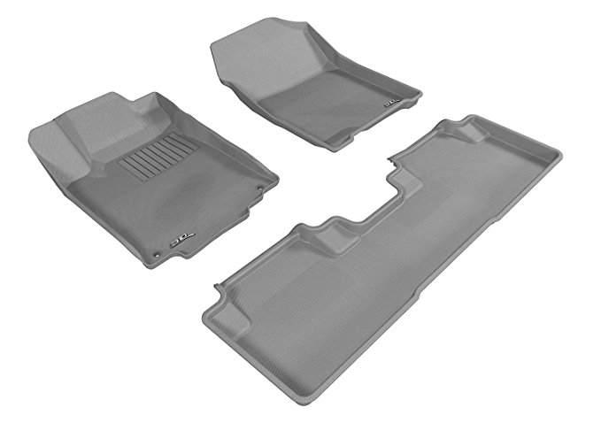 3D MAXpider Complete Set Custom Fit All-Weather Floor Mat for Select Honda CR-V Models - Kagu Rubber (Gray)