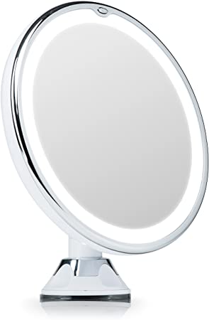 Fancii Magnifying Makeup Mirror 7X with Natural LED Lights, Locking Suction Cup, Cordless Portable Illuminated Vanity Mirror for Bathroom and Travel