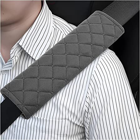 8sanlione 2 Pack Universal Car Seat Belt Cover, Comfort Soft Seatbelt Pad, Compatible with All Cars, Safety Seatbelt Shoulder Strap Pad for Adults Kids, Car Accessories for Men Women (Gray)