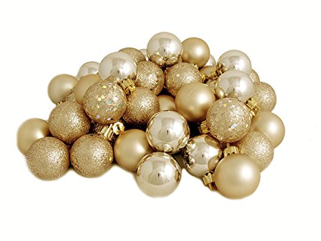 32ct Champagne Gold 4-Finish Shatterproof Christmas Ball Ornaments 3.25" (80mm)