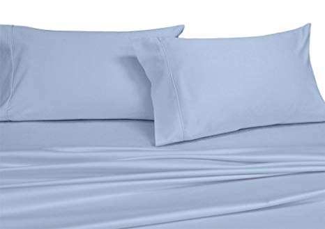 Royal's Solid Blue 250-Thread-Count 4pc King Bed Sheet Set 100-Percent Cotton, Superior Percale Weave, Crispy Soft, Deep Pocket, 100% Cotton