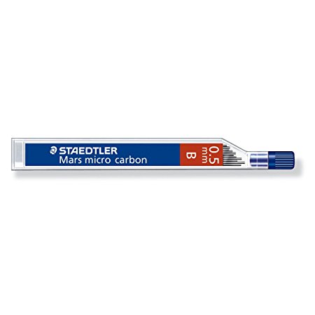 Staedtler Micro Mars Carbon Mechanical Pencil Leads, 0.5 mm, B, 60 mm x 12 (250 05 B)