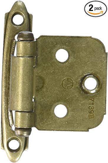 Variable Overlay Self-Closing, Face Mount Burnished Brass Hinge - 2 Pack