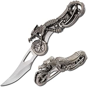 BladesUSA PK-2539 Fantasy Folding Knife 4-Inch Closed,Silver,2.75 inch blade