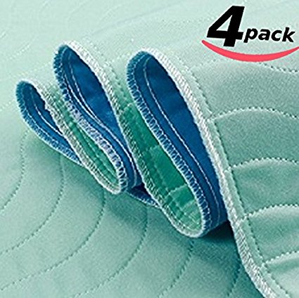 Extra Absorbent Under Pad - Machine Washable - Waterproof Bed Underpad - 34" x 36" 4PK