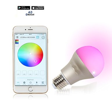 Smarson Bluetooth LED App Controlled Smart Light Bulb, Customizable Lighting, iOS and Android Compatible