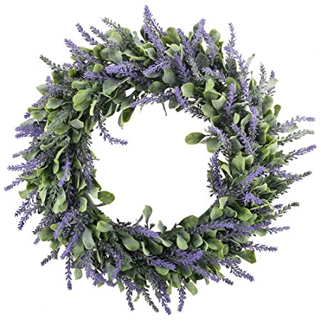 GTidea 18" Artificial Lavender Wreaths Flowers Arrangements Front Door Wall Home DIY Floor Garden Office Wedding Decor in Purple