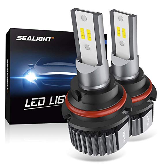 SEALIGHT 9004 HB1 LED Headlight Bulbs Fanless 6000K White High Low Beam CSP Chips Halogen Headlight Replacement 30W 5000Lumens