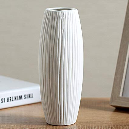 ANDING 8" Pure White Modern Ceramic Vases - Oval - Waterfall Elegant Design - Ideal for Friends and, Weddings, Desktop Center Vase, Perfect Home Decoration Vase