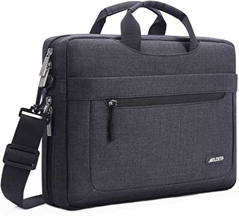 MOSISO Laptop Briefcase Shoulder Bag Compatible with MacBook Pro 16 inch A2141, 15-15.6 inch MacBook Pro, Notebook Polyester Messenger Carrying Sleeve with Adjustable Depth at Bottom, Black