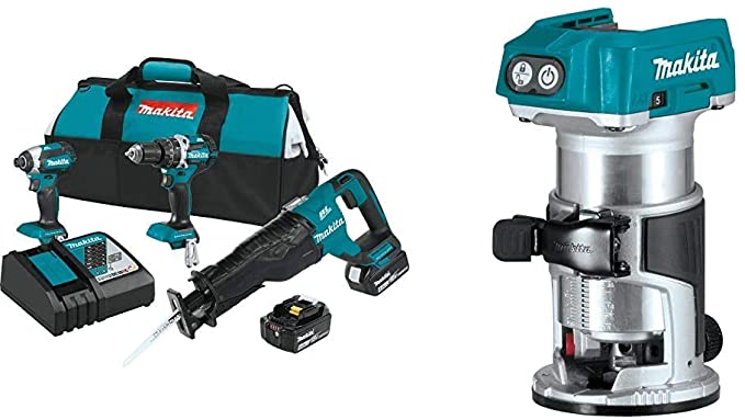 Makita XT328M 18V LXT Lithium-Ion Brushless Cordless 3-Pc. Combo Kit (4.0Ah) with XTR01Z 18V LXT Lithium-Ion Compact Brushless Cordless Router