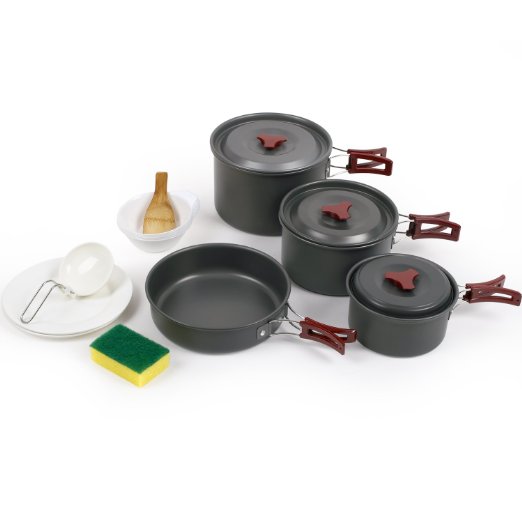 Forfar Portable Non-toxic and Odorless Outdoor Cookware Set for 3-5 Person for Camping ,Hiking