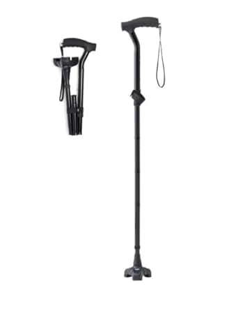 Medline TriGlide Folding Cane, Mimics Ankle Movement, Adjusts 32-37", 350 Ibs. Capacity, Black - For Seniors & Adults While Walking, Balance, Mobility Aid