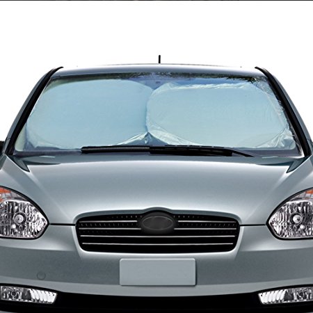 Meeeno 160*80 Auto Car Sun Shade Windshield Cover with a Pristine Interior including Non-slip Sticky Dash Mat, Black