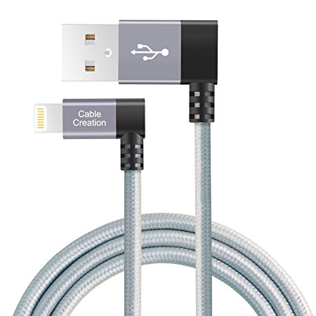 CableCreation Left Angle Lightning to USB Cable, 4FT Apple USB Data Sync Charge Cable for iPhone 6S/6, iPhone 5/5S/5C, Metal Plug & Cotton Jacket, Space Gray Color