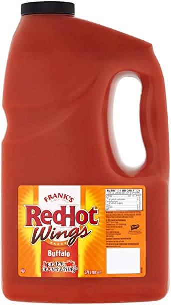 Frank's RedHot Buffalo Wings Sauce, Spicy Sauce for Chicken Thighs and Vegetarian Burgers, Ideal as a Hot Wings Sauce and Burger Sauce, 3.78 L