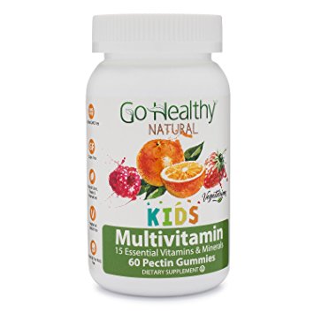 Go Healthy Natural Multivitamin Gummies for Kids, Vegetarian, Non-GMO, Gluten Free, Kosher. Halal 60 ct- 30 Daily Servings
