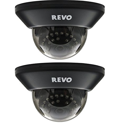 REVO America RCDS30-3BNDL2 700 TVL Indoor Dome Surveillance Camera with 100-Feet Night Vision - 2 Pack (Black)