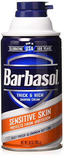 Barbasol Thick & Rich Shaving Cream, Sensitive Skin 10 oz (Pack of 3)