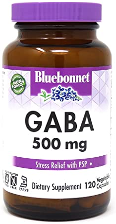 Bluebonnet Nutrition GABA 500mg, for Stress Relief*, Supports Relaxation*, Kosher, Vegan, Gluten-Free, Soy-Free, Non-GMO, 120 Count, 120 Servings