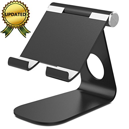 Phone Holder and iPad Stand [2 in 1], AUNEOS Universal Multi-Angle Adjustable Cradle Tablet Stand for iPad, Nintendo Switch, iPhone, Samsung, Moto, Nexus, OnePlus, Sony, Blackberry and more (Black)