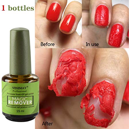 Magic Nail Polish Remover, Professional Removes Soak-Off Gel Polish in 3-5 Minutes, Easily & Quickly, Don't Hurt Your Nails - 15 ml (1PCS)