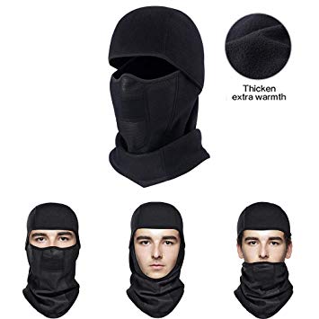 MICOK Balaclava Ski Face Mask, Windproof Warm Hood Winter Face Masks, Thicker Fleece Fabric &Ultimate Thermal Retention Motorcycle Face Mask for Skiing, Snowboarding, Motorcycling, Winter Sports