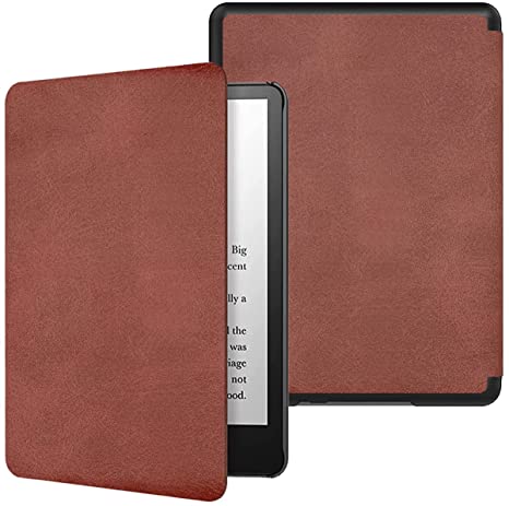 Kindle Paperwhite 2021 Cover - HOTCOOL Thinnest Lightest Smart PU Leather Case with Auto Sleep Wake for 6.8" Kindle Paperwhite 11th Gen 2021 and Signature Edition, Vintage Brown