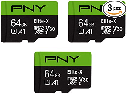 PNY 64GB Elite-X Class 10 U3 V30 microSDXC Flash Memory Card 3-Pack