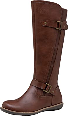 Jeossy Women's 9656 Knee-High Boots Fashion Riding Boots with Buckle