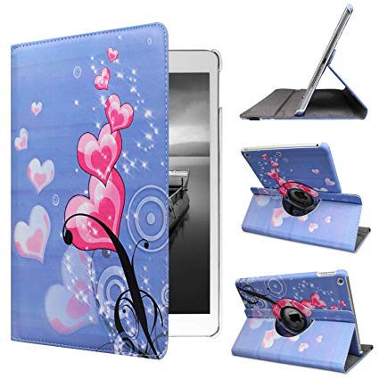 Ipad 7th Generation Case, ipad 10.2 Case, for ipad Model mw752ll/a A2197 A2200 A2198 Case, 360 Rotating Stand-Auto Sleep/Wake (Pink Love Heart)