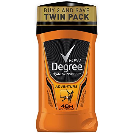 Degree Men MotionSense Antiperspirant Deodorant, Adventure 2.7 oz, Twin Pack