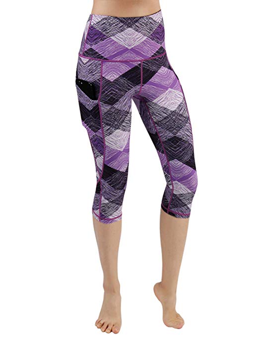 ODODOS Women's High Waisted Pattern Leggings, Tummy Control, Workout Yoga Pants with Pockets