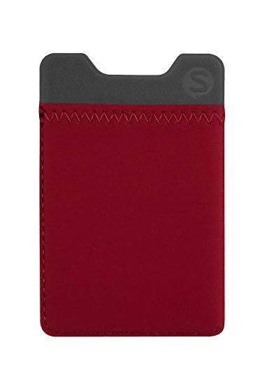 Silk Stick-on Phone Wallet - Sidecar Slim Expandable Credit Card Pocket - Fits iPhone and Android (Crimson Red)