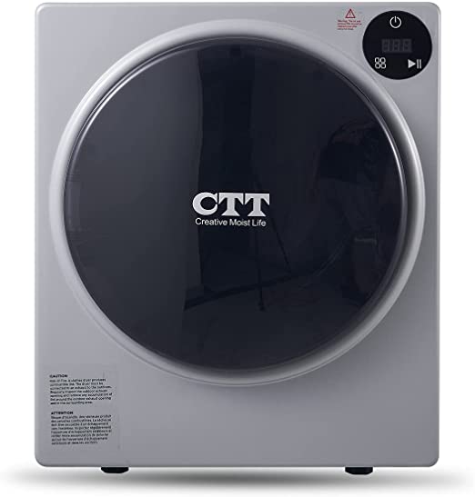 CTT Clothes Dryer | 8.8 Lbs. 2.5Cu.ft Intelligent Compact Portable Tumble Mini Clothes Laundry Dryer, Intelligent Humidity Sensor - Gray