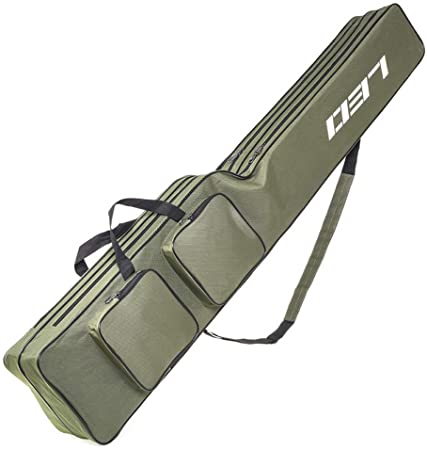 Lixada Fishing Tackle Bag Two Layer Large Capacity Folding Fishing Rod Carry Case Fishing Pole Storage Bag(120-150cm) (Green, 130cm)