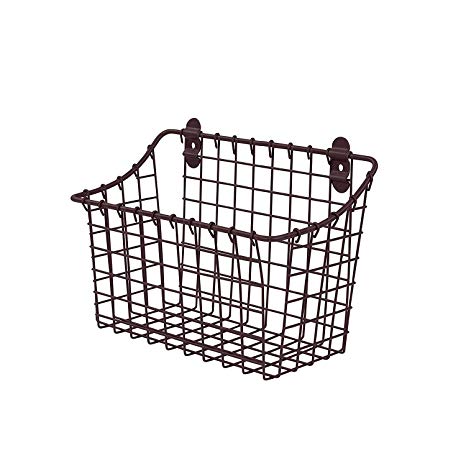 Spectrum Diversified Vintage Wall Mount Storage Basket, Large, Bronze