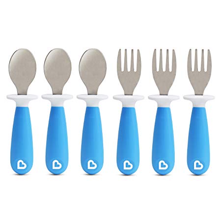 Munchkin 6 Piece Raise Toddler Forks and Spoons, Blue, 12