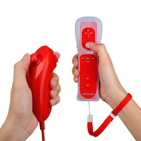 Stoga Built in Motion Plus Remote and Nunchuck Controller for Wii   Case-Red