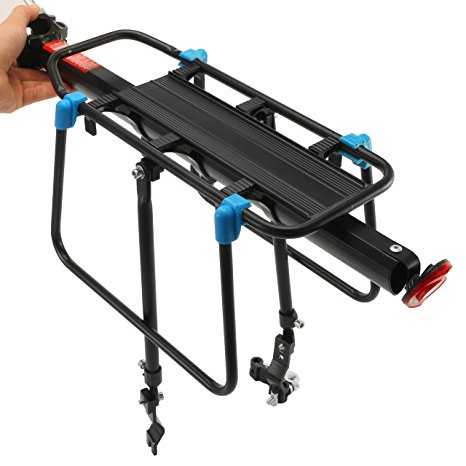 OUTERDO Bike Carrier Rack Bicycle Mount Racks Cycling Cargo Racks Black Alloy Seatpost Rear Pannier Luggage Carrier Aluminum Stand Bike Shelf Quick Release Height Adjustable