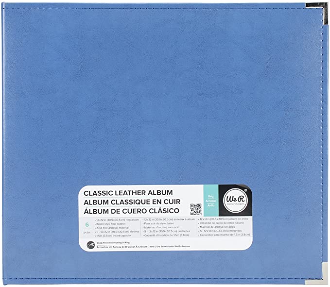 We R Memory Keepers 0633356609148 Classic Album Album & Sleeve-12 x 12-Ring-Country Blue, 12" x 12"