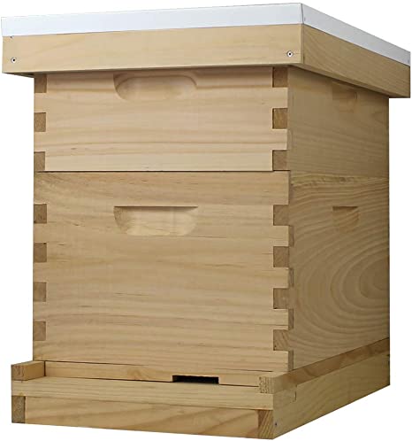 Amish Made in USA Complete 8 Frame Langstroth Beehive - The Beginner (1 Deep, 1 Medium)