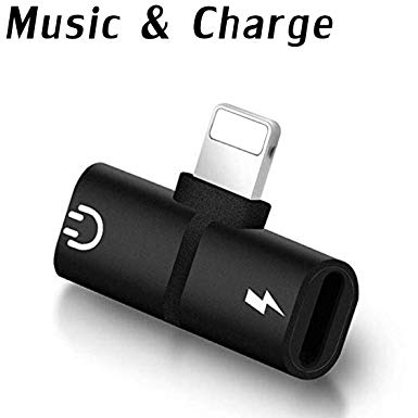 for iPhone Adapter Headphone Adapter for iPhone Xs/Xs Max/XR/ 8/8 Plus / 7/7 Plus, Earphone Jack Adapter for iPhone Dongle, Car Chargers 2 in 1 Audio Connector Music Splitter for iPhone Charger Cables